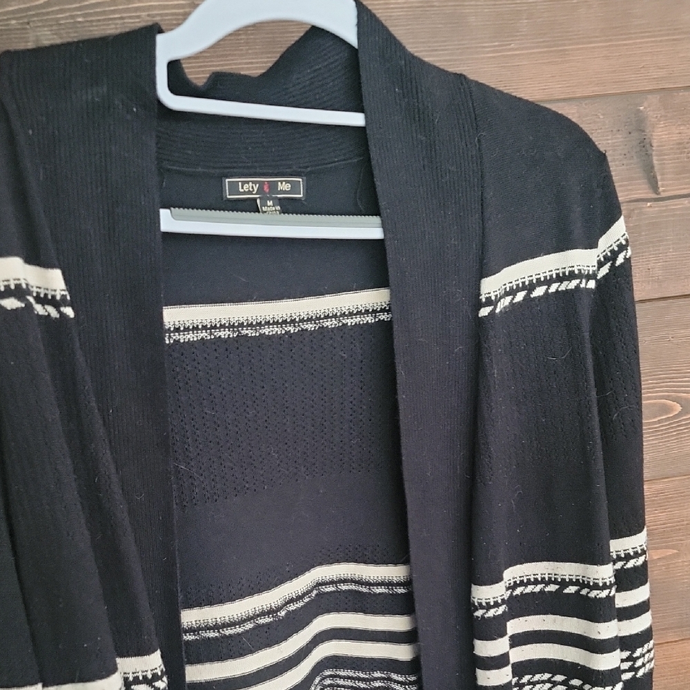 Black and Cream Striped Cardigan